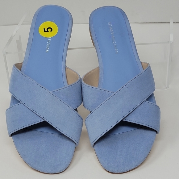 Stuart Weitzman Women's Size 5 Flat Slide Sandals Peony Light Blue New - Picture 11 of 11